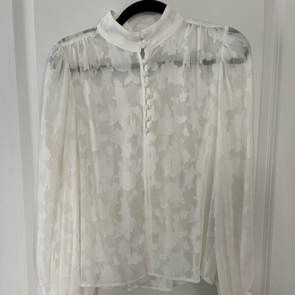 Banana Republic Factory Tops - NWOT Banana Republic Factory Off White Sheer Textured Jacquard Blouse Size Small